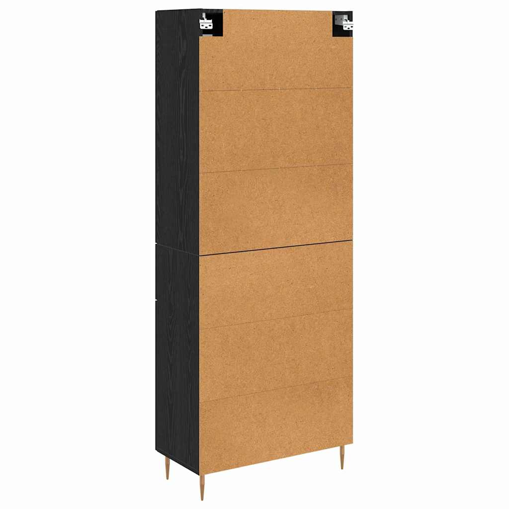 Highboard with Drawer 2 pcs Black Oak Engineered Wood