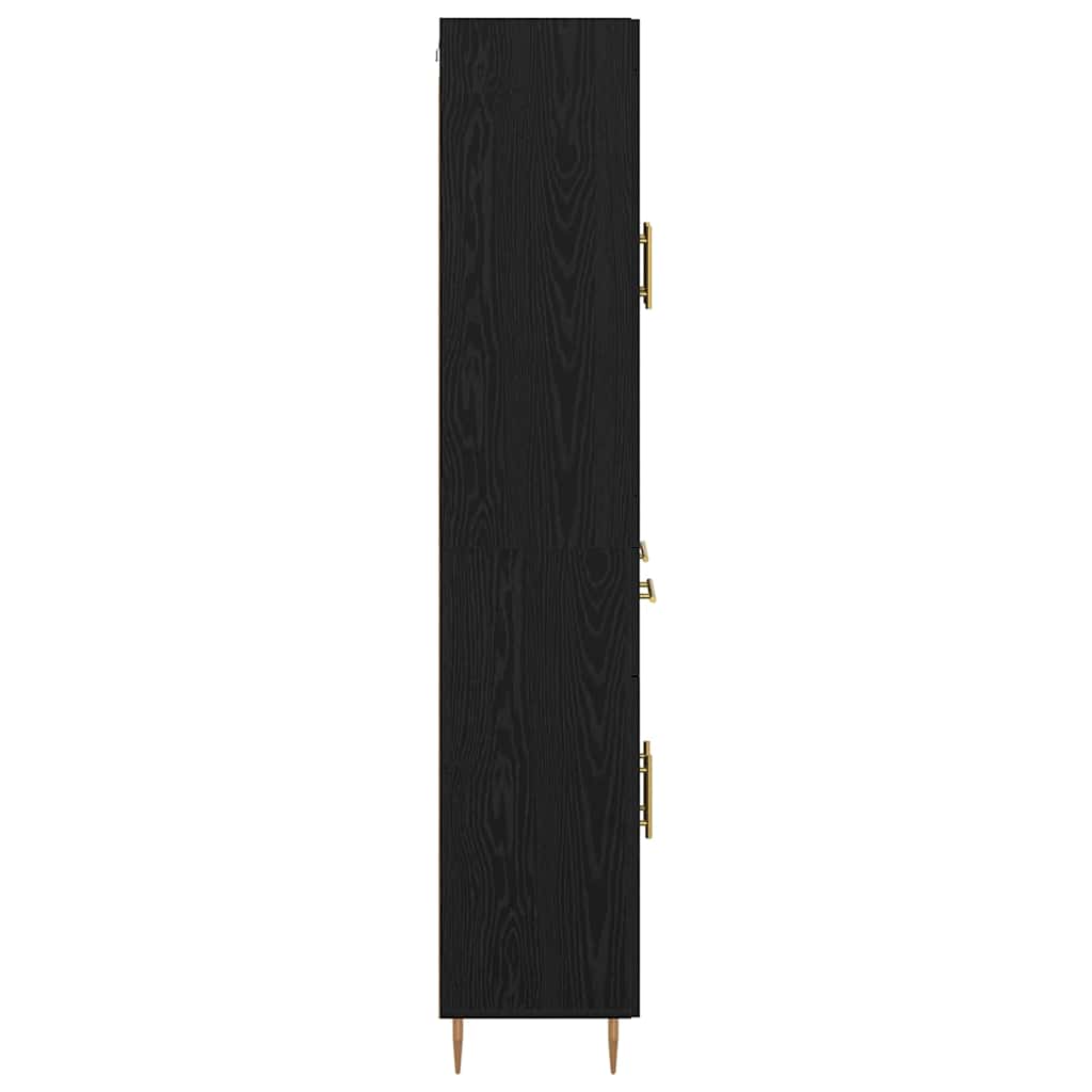 Highboard with Drawer 2 pcs Black Oak Engineered Wood
