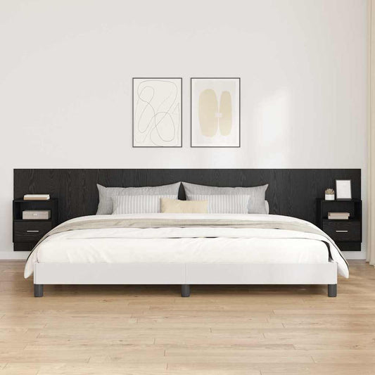 Headboard With Cabinet 3 pcs Black Oak Engineered Wood