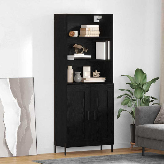 Highboard Black oak 69.5 x 34 x 180 cm Engineered Wood