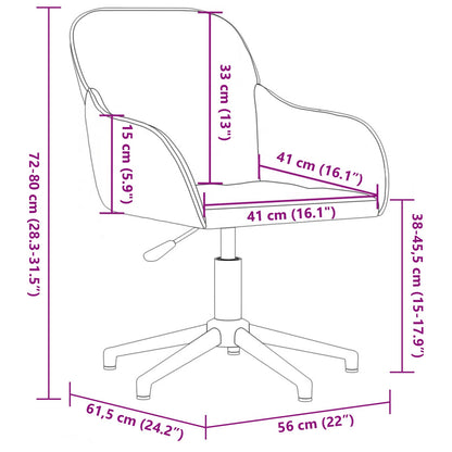 Office Chair Height Adjustable Black 56 x 61.5 x 72 cm Velvet