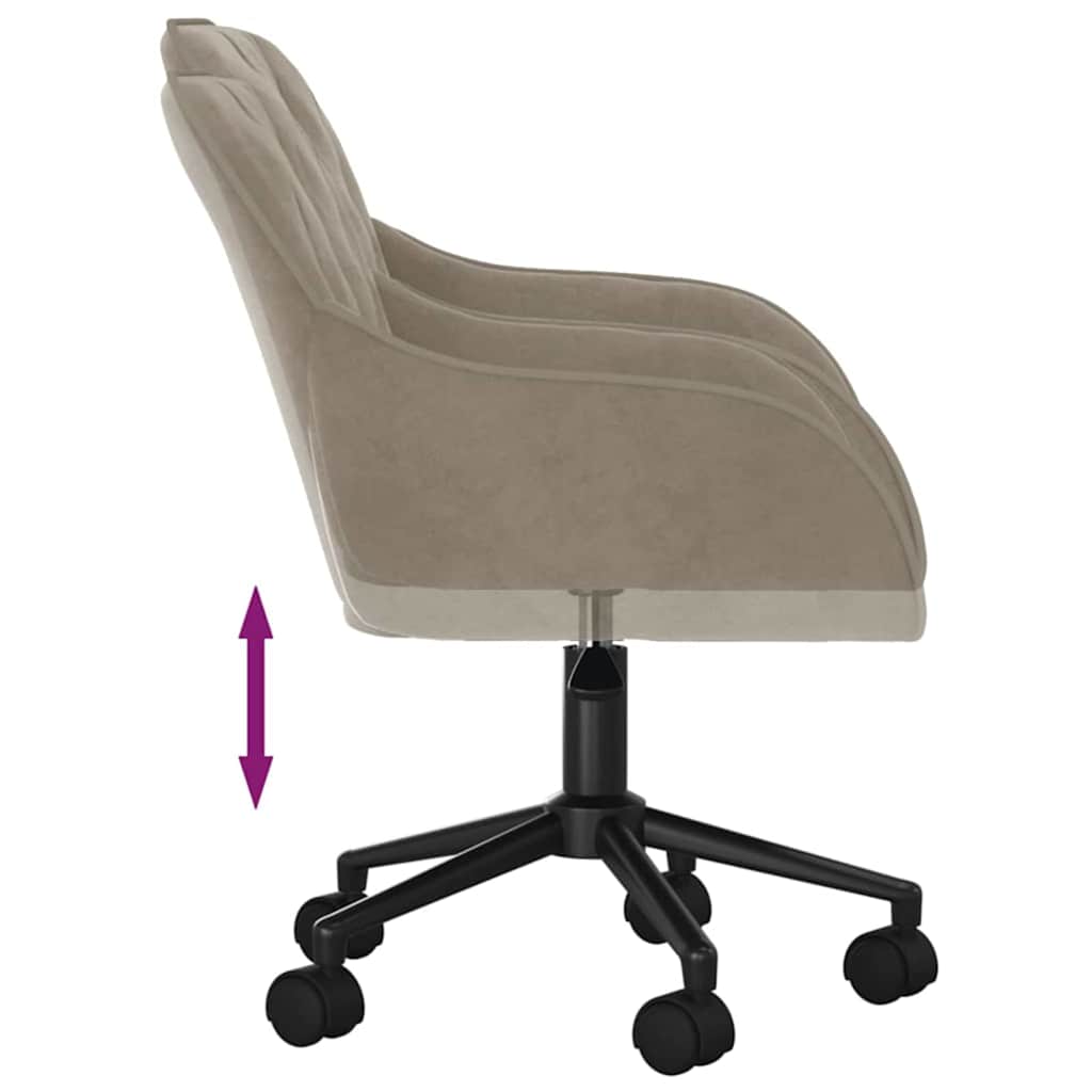 Office Chair with Wheel Light Grey 56 x 61.5 x 72 cm Velvet