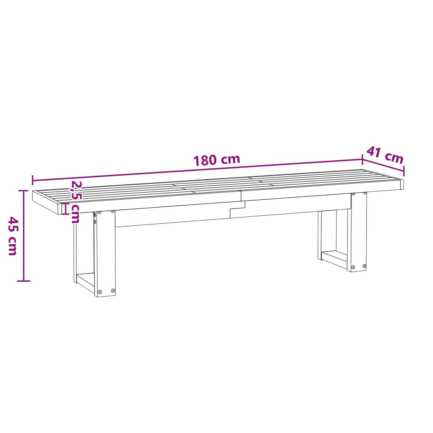 Dining Bench NOAIN 180 x 41 x 45 cm Solid Pine Wood Black