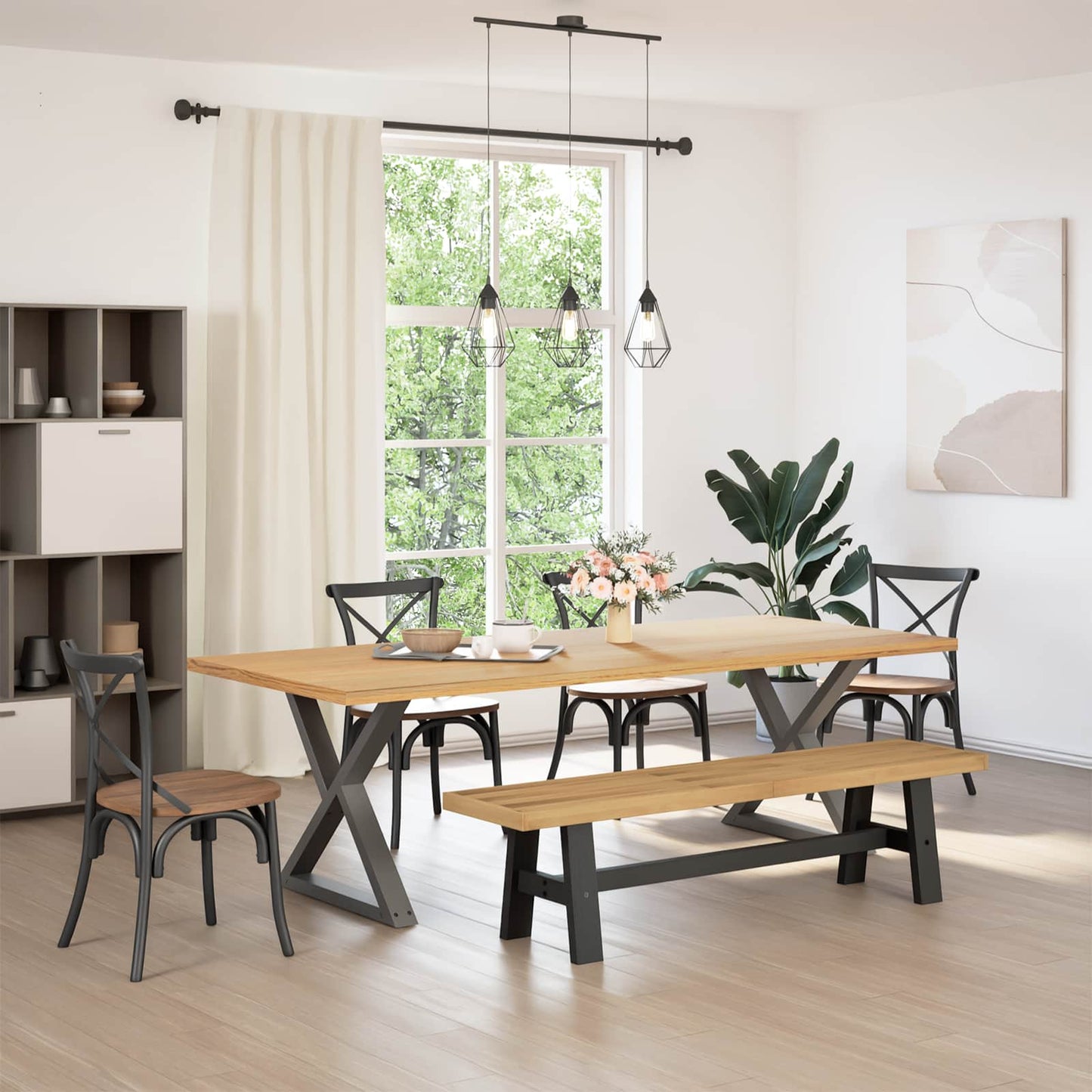 Dining Bench NOAIN 160 x 41 x 45 cm Solid Pine Wood Natural