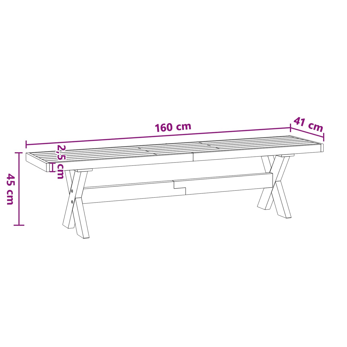 Dining Bench NOAIN 160 x 41 x 45 cm Solid Pine Wood Natural