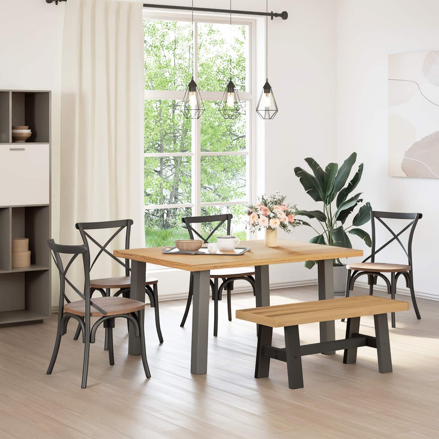Dining Bench NOAIN 120 x 41 x 45 cm Solid Pine Wood Natural