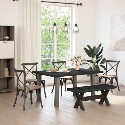 Dining Bench NOAIN 120 x 41 x 45 cm Solid Pine Wood Black