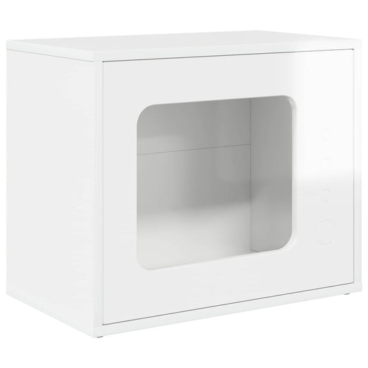 Cat House Gloss White 51 x 30 x 42.5 cm Engineered Wood