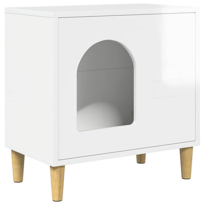 Cat House Gloss White 51 x 30 x 52 cm Engineered Wood