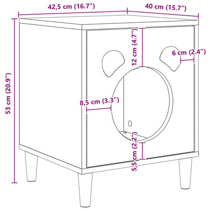 Cat House Black 42.5 x 40 x 53 cm Engineered Wood