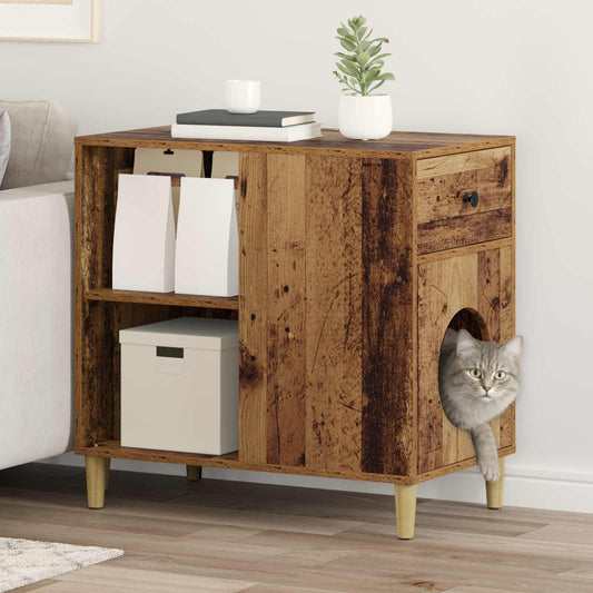 Cat House Old Wood 72 x 42.5 x 70 cm Engineered Wood