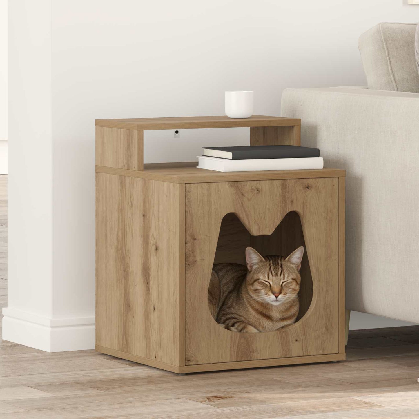 Cat House Artisian Oak 42.5 x 40 x 53.5 cm Engineered Wood