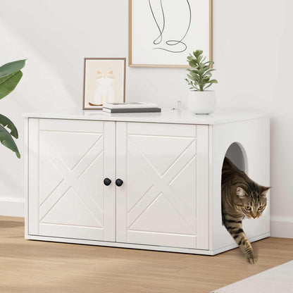 Cat House Gloss White 85 x 55 x 50 cm Engineered Wood