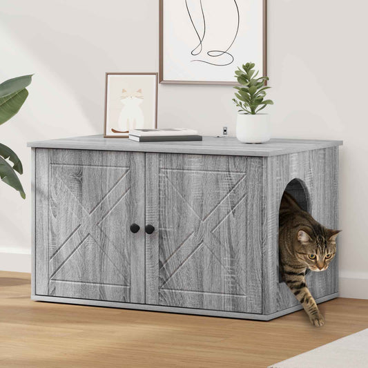 Cat House Grey Sonoma 85 x 55 x 50 cm Engineered Wood
