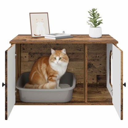 Cat House Old Wood 85 x 55 x 50 cm Engineered Wood