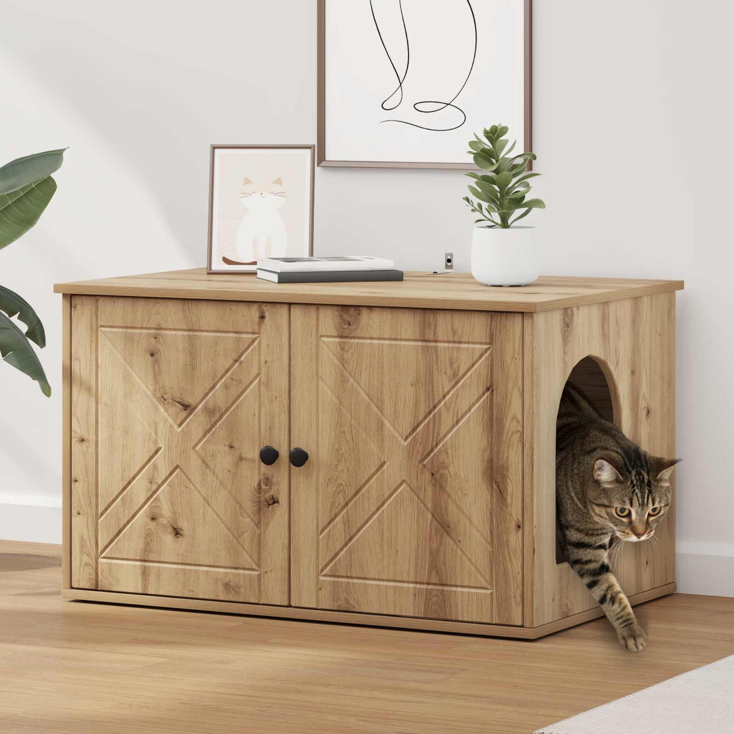 Cat House Artisian Oak 85 x 55 x 50 cm Engineered Wood
