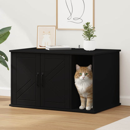 Cat House Black 85 x 55 x 50 cm Engineered Wood