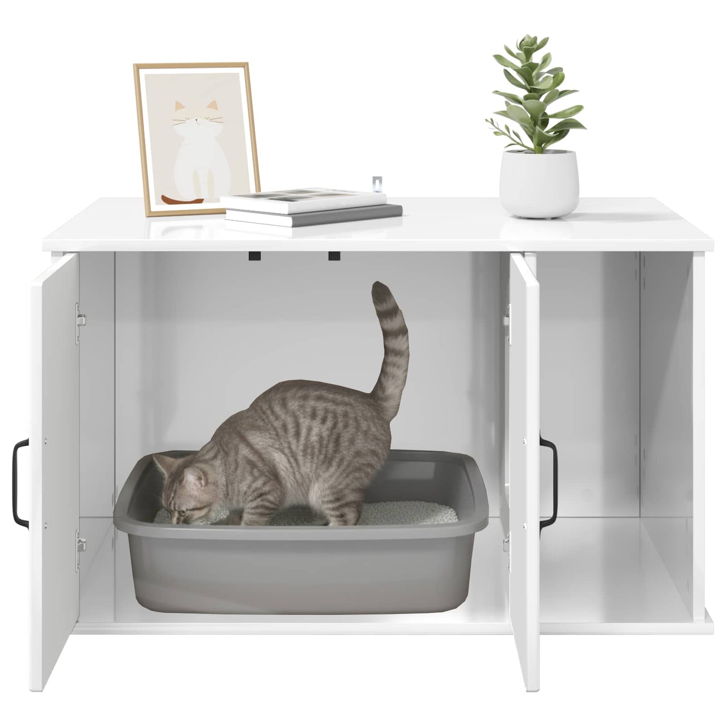 Cat House Gloss White 85 x 55 x 50 cm Engineered Wood