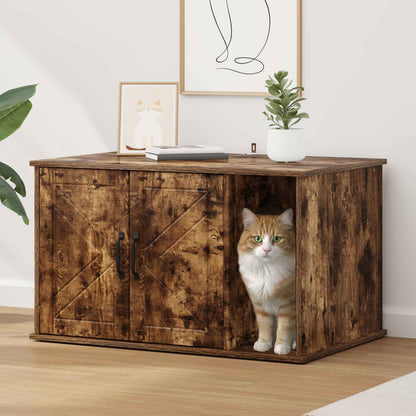 Cat House Smoked Oak 85 x 55 x 50 cm Engineered Wood