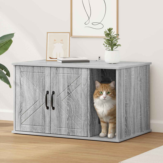 Cat House Grey Sonoma 85 x 55 x 50 cm Engineered Wood