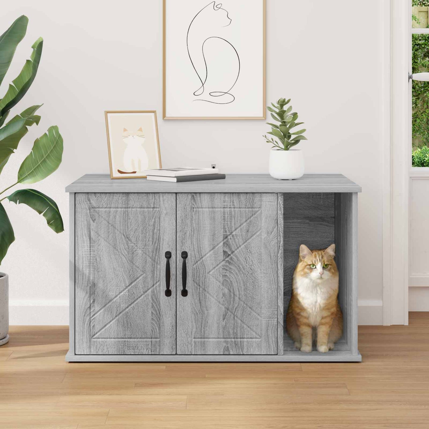 Cat House Grey Sonoma 85 x 55 x 50 cm Engineered Wood