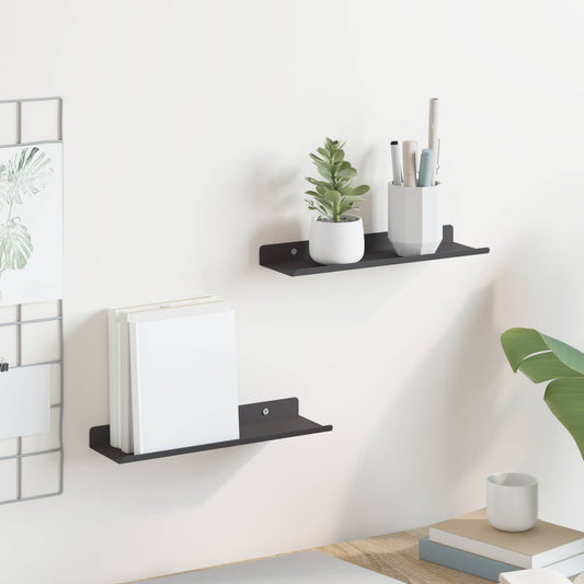 Floating Shelf 2 pcs Black 30 x 9 x 2.5 cm Steel
