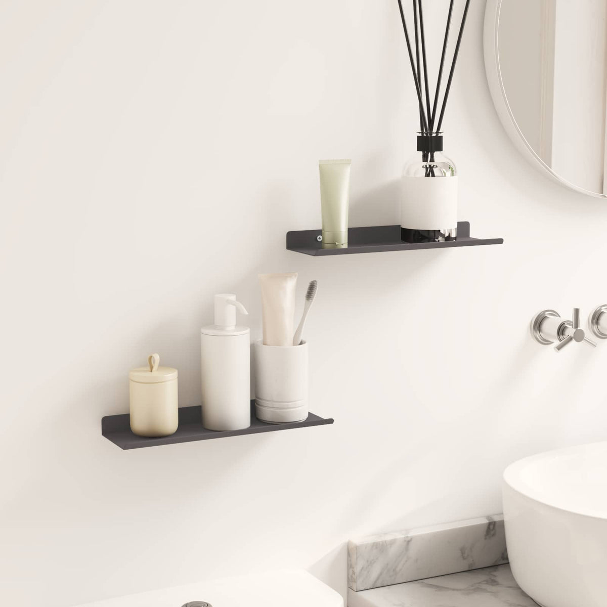 Floating Shelf 2 pcs Black 30 x 9 x 2.5 cm Steel
