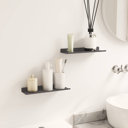 Floating Shelf 2 pcs Black 30 x 9 x 2.5 cm Steel