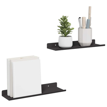 Floating Shelf 2 pcs Black 30 x 9 x 2.5 cm Steel
