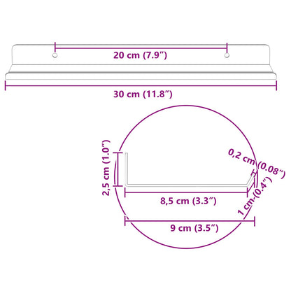 Floating Shelf 2 pcs Black 30 x 9 x 2.5 cm Steel