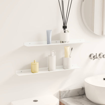 Floating Shelf 2 pcs White 60 x 8.5 x 2.5 cm Steel