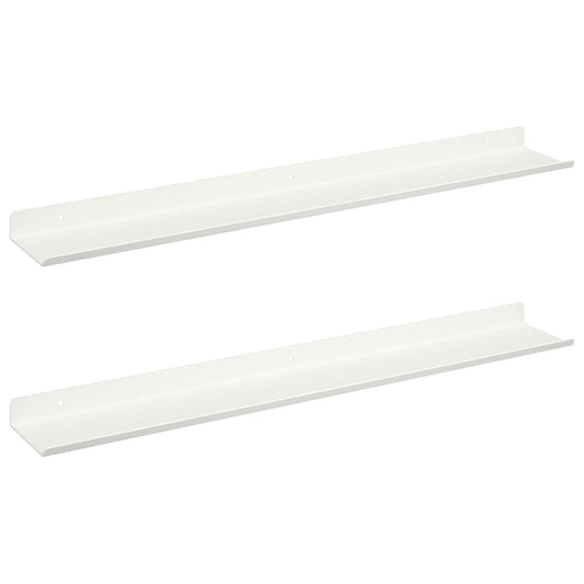 Floating Shelf 2 pcs White 60 x 8.5 x 2.5 cm Steel