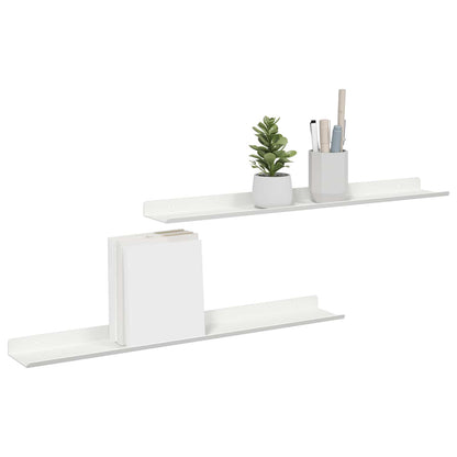 Floating Shelf 2 pcs White 60 x 8.5 x 2.5 cm Steel