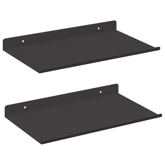 Floating Shelf 2 pcs Black 30 x 18 x 2.5 cm Steel