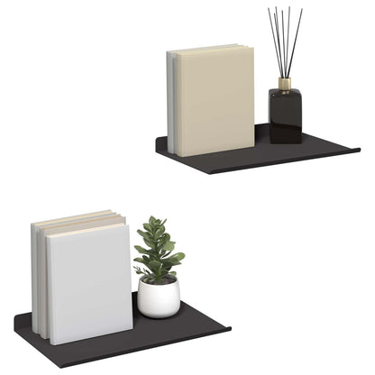 Floating Shelf 2 pcs Black 30 x 18 x 2.5 cm Steel