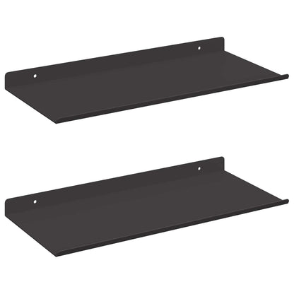 Floating Shelf 2 pcs Black 40 x 18 x 2.5 cm Steel