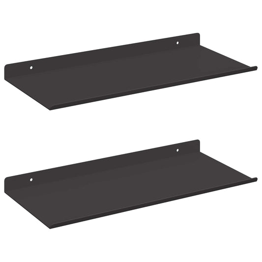Floating Shelf 2 pcs Black 40 x 18 x 2.5 cm Steel