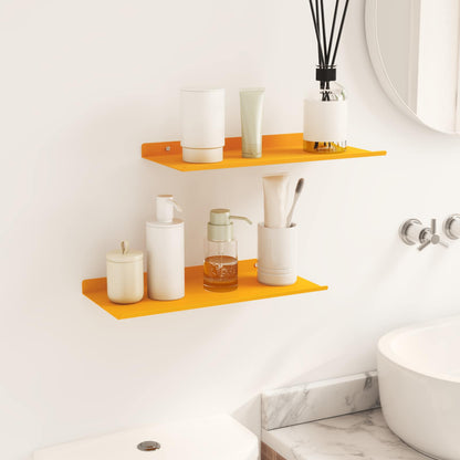 Floating Shelf 2 pcs Mustard Yellow 40 x 18 x 2.5 cm Steel