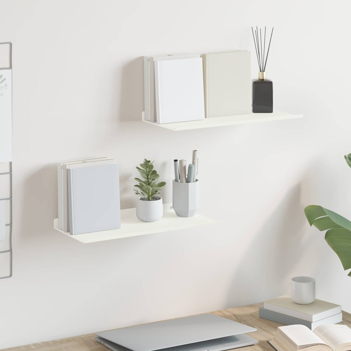 Floating Shelf 2 pcs White 40 x 18 x 2.5 cm Steel