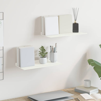Floating Shelf 2 pcs White 40 x 18 x 2.5 cm Steel
