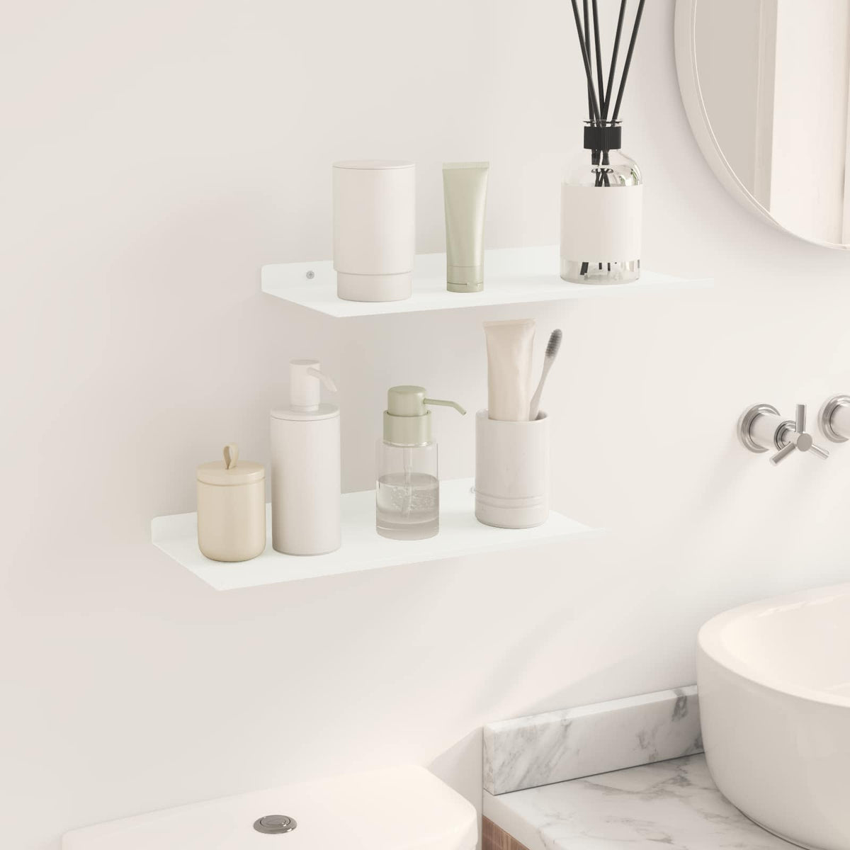 Floating Shelf 2 pcs White 40 x 18 x 2.5 cm Steel