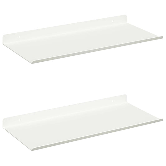 Floating Shelf 2 pcs White 40 x 18 x 2.5 cm Steel