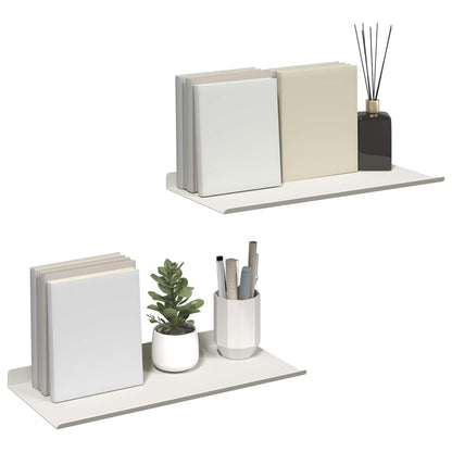 Floating Shelf 2 pcs White 40 x 18 x 2.5 cm Steel