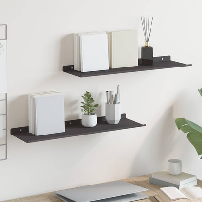 Floating Shelf 2 pcs Black 60 x 18 x 2.5 cm Steel
