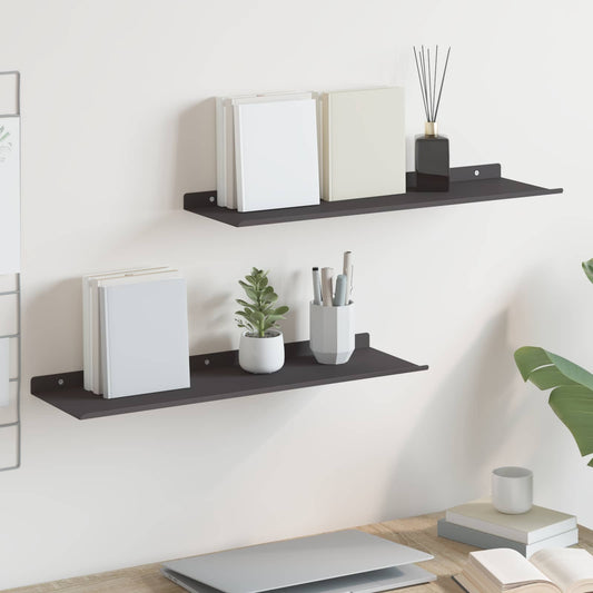 Floating Shelf 2 pcs Black 60 x 18 x 2.5 cm Steel
