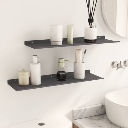 Floating Shelf 2 pcs Black 60 x 18 x 2.5 cm Steel