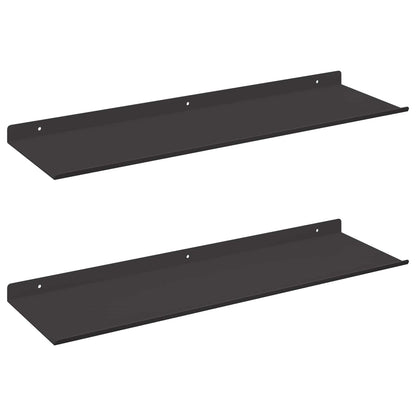 Floating Shelf 2 pcs Black 60 x 18 x 2.5 cm Steel