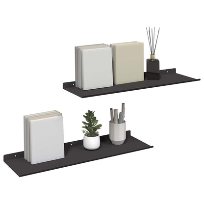 Floating Shelf 2 pcs Black 60 x 18 x 2.5 cm Steel