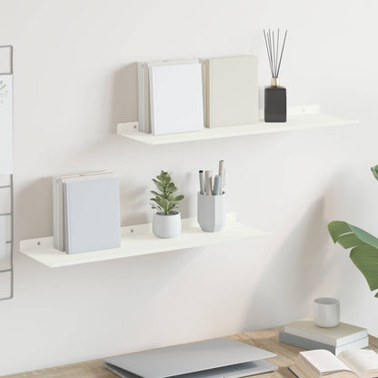 Floating Shelf 2 pcs White 60 x 18 x 2.5 cm Steel
