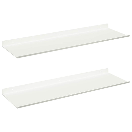 Floating Shelf 2 pcs White 60 x 18 x 2.5 cm Steel